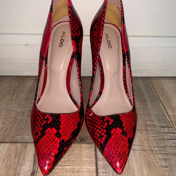 Aldo | Shoes | Aldo Red Snakeskin Heels 